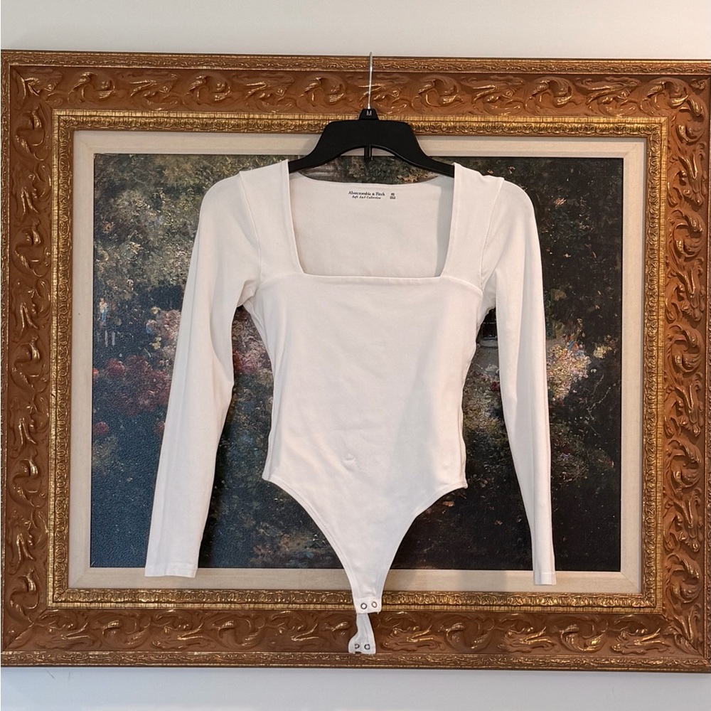Abercrombie & Fitch White Square Neck Bodysuit